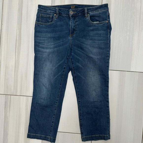 KUT From The Kloth Medium Wash "Crop Straight Leg" Blue Jeans, Size 10 (US) - Picture 1 of 8